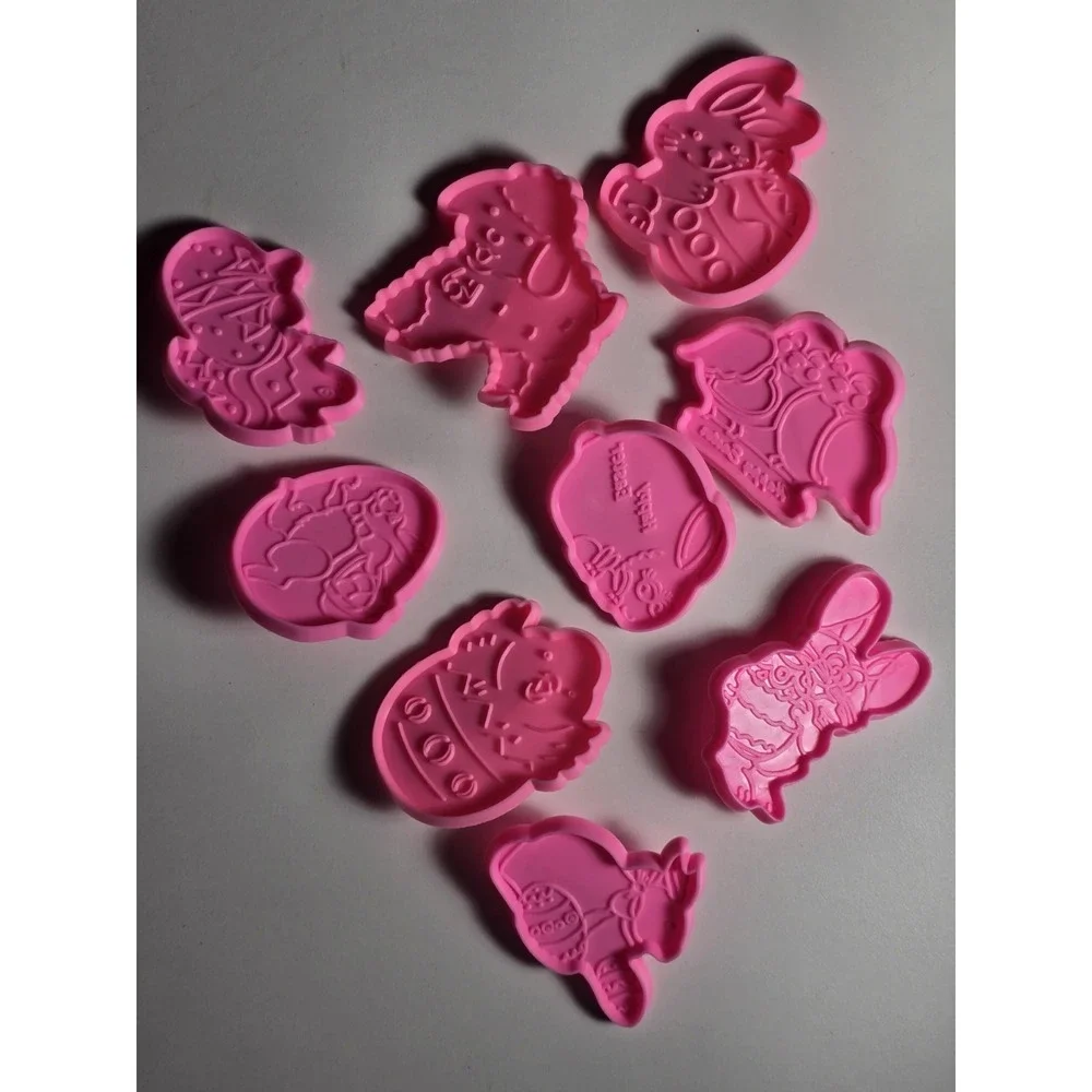Easter Spring Cookie Cutters Lot 10 Plastic Press Design Easy Decorate‎ Pink